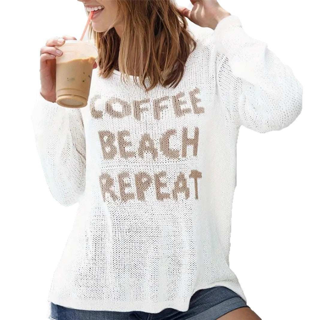 Pull décontracté en tricot pour dames avec inscription brodée Chic und Stil