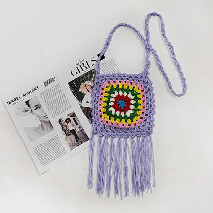Sac à bandoulière à pompons en crochet pour femmes Chic und Stil