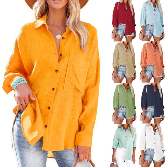 Blouse décontractée pour femmes en coupe oversize avec patte de boutonnage et poches pratiques Chic und Stil