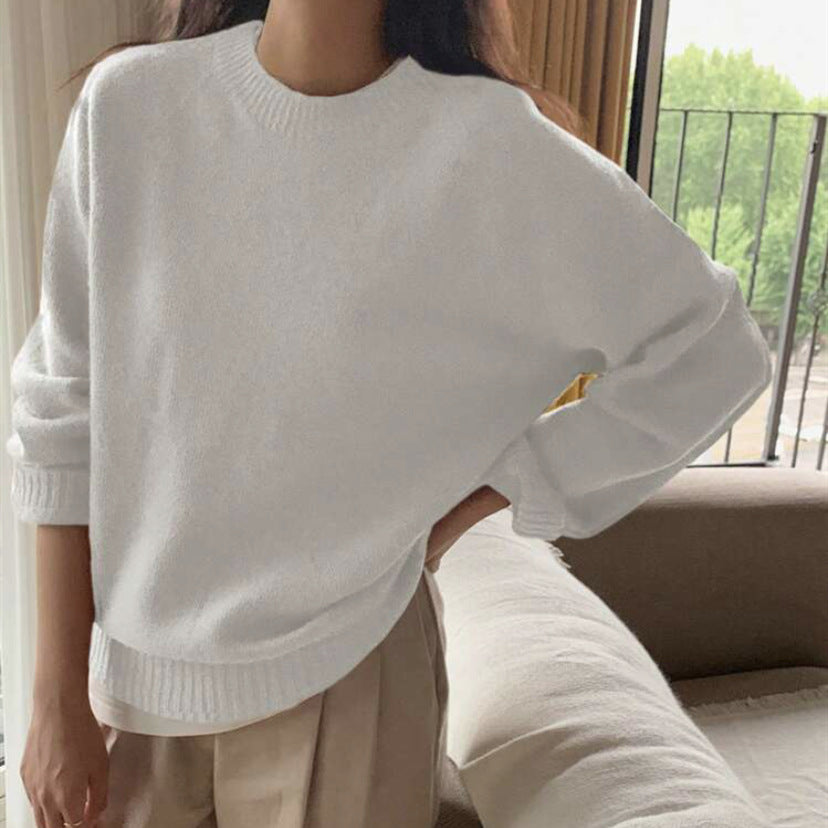 Dames Pull confortable à col rond en tissu de haute qualité Chic und Stil