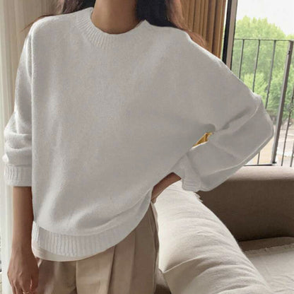 Dames Pull confortable à col rond en tissu de haute qualité Chic und Stil