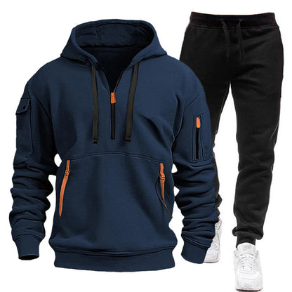 Men's sporty hoodie sweatshirt with practical zippered pockets and comfortable jogger pants Chic and Style