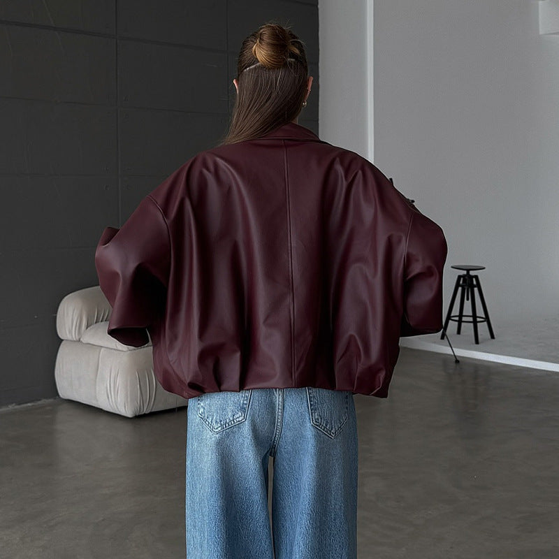 Dames élégante veste en cuir synthétique Chic und Stil