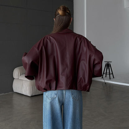 Dames élégante veste en cuir synthétique Chic und Stil