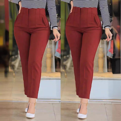High-waisted slim pants for women with decorative stitching details Chic and Style