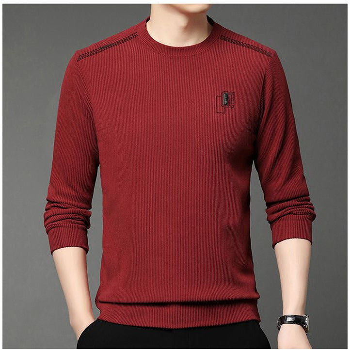 Modern pullover for men with round neck, featuring ribbed structure and stylish contrasting collar Chic and Style