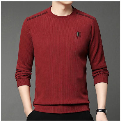 Modern pullover for men with round neck, featuring ribbed structure and stylish contrasting collar Chic and Style
