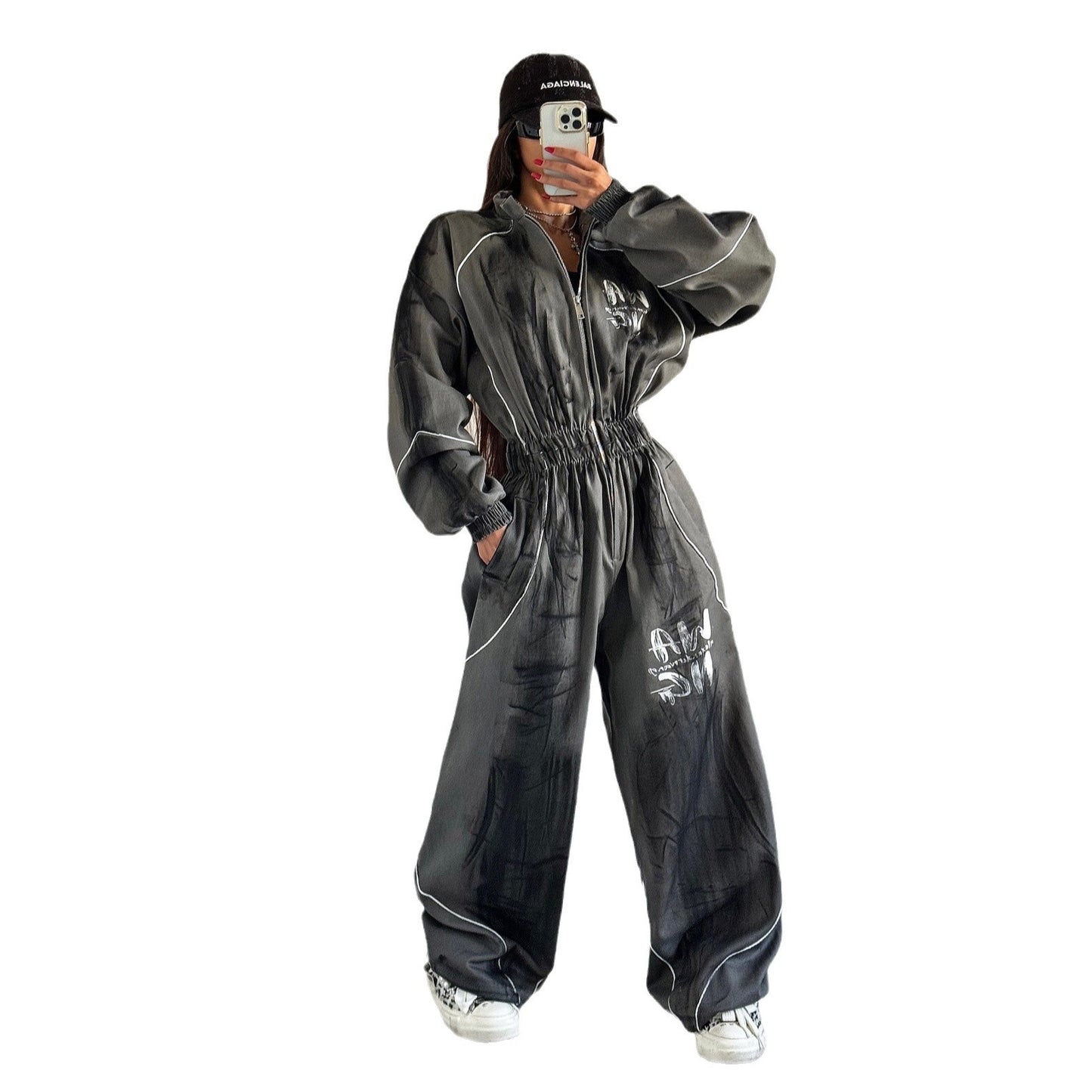 Combinaison de sport pour femmes avec jambes larges et taille élastique Chic und Stil