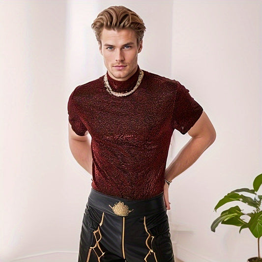 T-shirt pour hommes à manches courtes avec un design moderne paillettes et une coupe tendance Chic und Stil