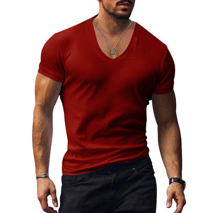 T-shirt pour hommes à col V en mélange de coton respirant Chic und Stil