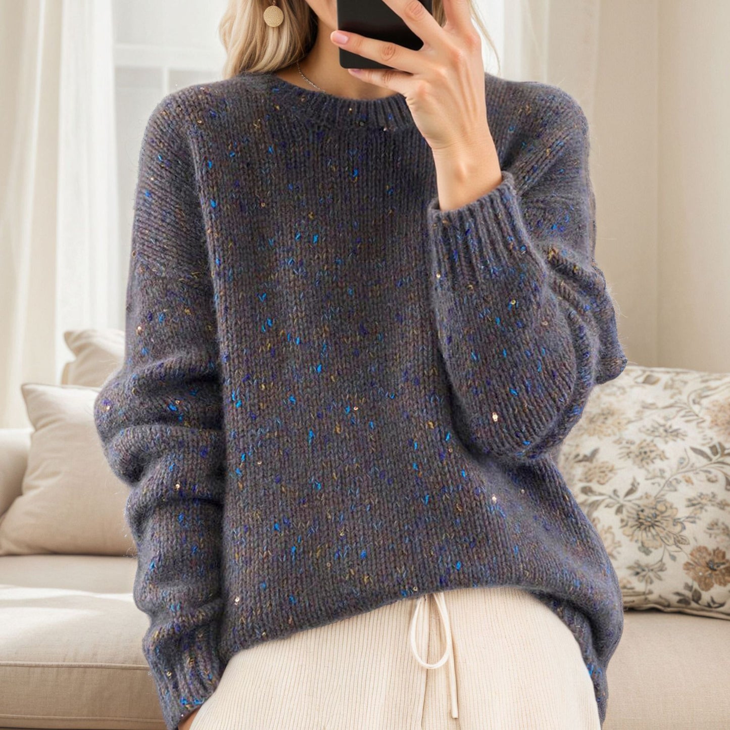 Pull en tricot douillet pour femmes avec des accents scintillants et une coupe décontractée Chic und Stil