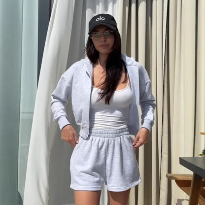 Chic and Style Women's Casual Hoodie and Shorts Set