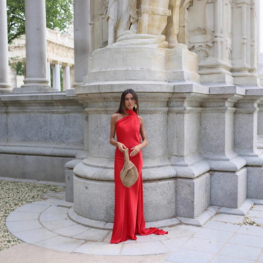 Dames Robe Maxi Élégante avec Coupe Asymétrique et Rassemblement Chic Chic und Stil