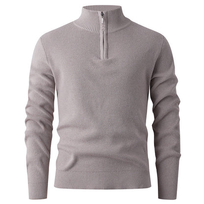 Pull en tricot pour hommes avec demi-fermeture éclair et structure côtelée Chic und Stil