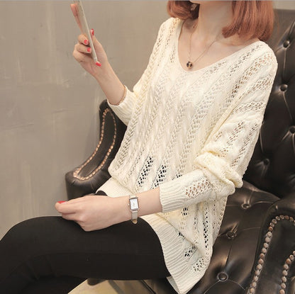 Pull en tricot pour femmes avec un élégant décolleté en V et un motif ajouré décontracté Chic und Stil