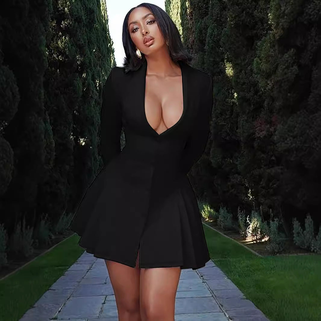 Robe blazer élégante pour femmes avec décolleté en V profond Chic und Stil