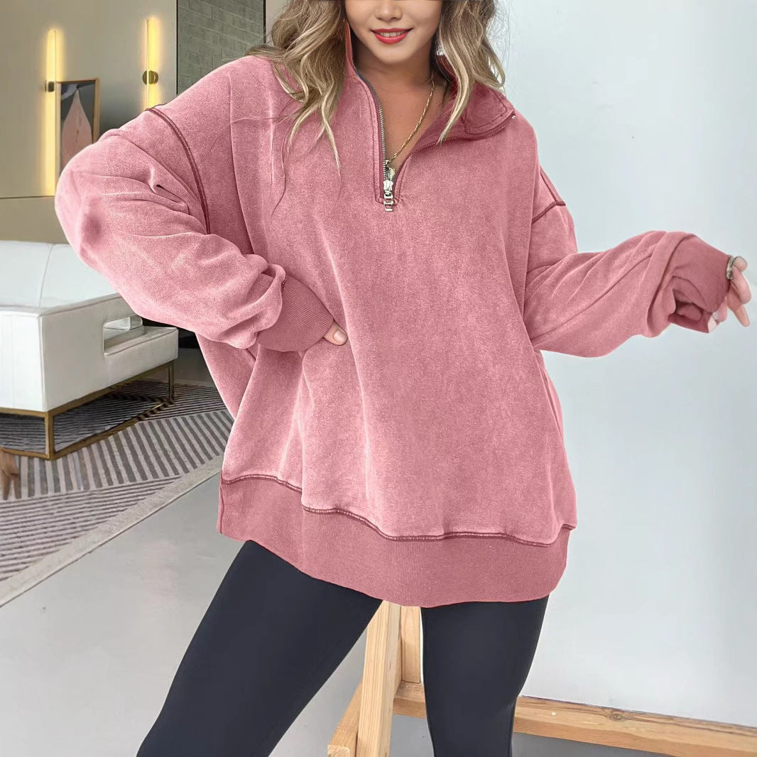 Ladies Comfortable Fleece Pullover with Half-Zip Chic and Style