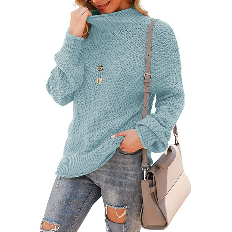 Pull en grosse maille pour femmes avec col haut et structure tendance Chic und Stil