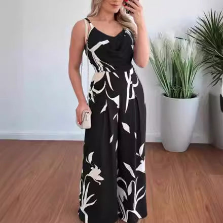Dames Combinaison à Imprimé Floral à Jambes Larges Chic und Stil