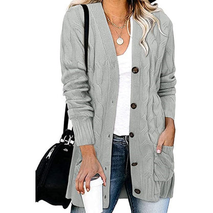 Cardigan en tricot grossier pour femmes avec des détails de boutons et des poches pratiques Chic und Stil