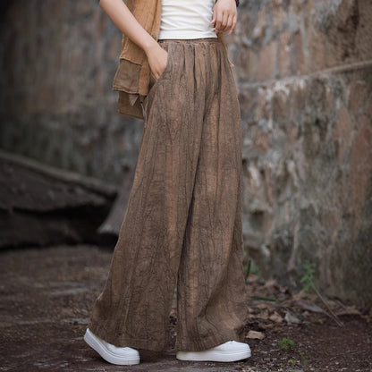 Loose linen pants for women with textured finish Chic und Stil