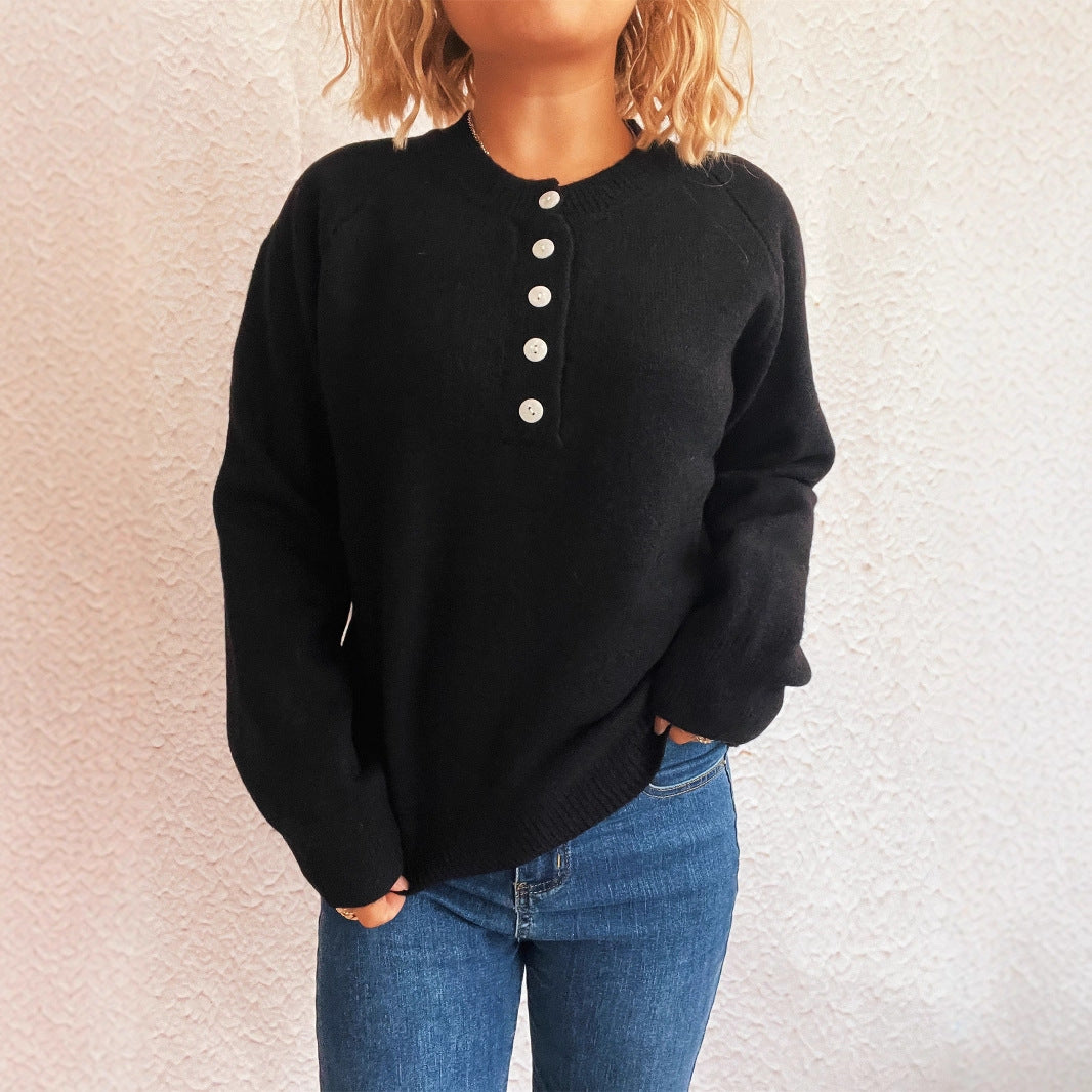 Pull en tricot confortable pour femmes avec détails de boutons Chic und Stil