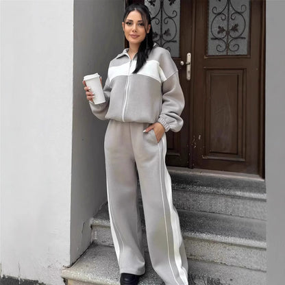 Dames Ensemble de loungewear en polaire sporty avec fermeture éclair Chic und Stil