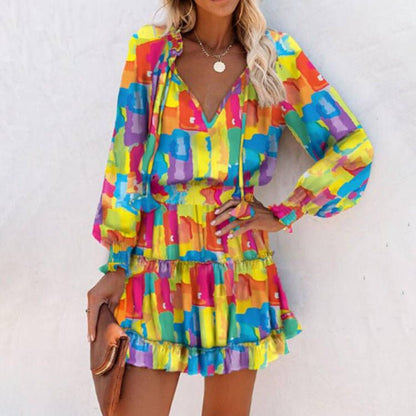Women's Elegant Chic and Style Ruffled Floral Mini Dress