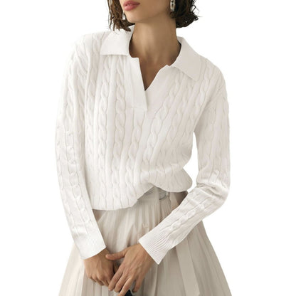 Pull à col roulé pour femmes avec motif de carpe et bords contrastants Chic und Stil