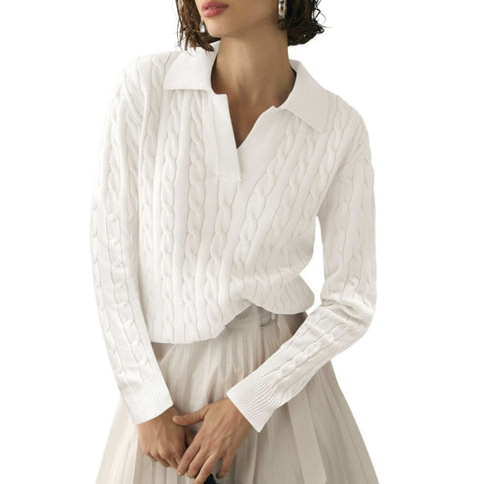 Pull à col roulé pour femmes avec motif de carpe et bords contrastants Chic und Stil