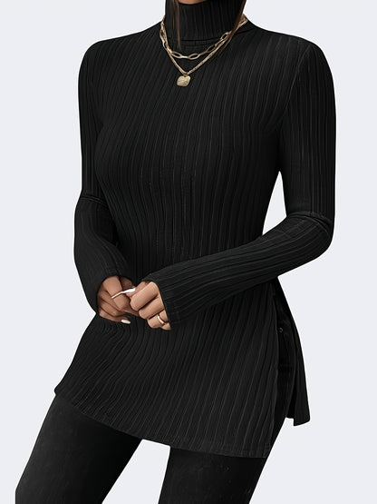 Pull étoile pour femmes avec col montant et fentes latérales Chic und Stil