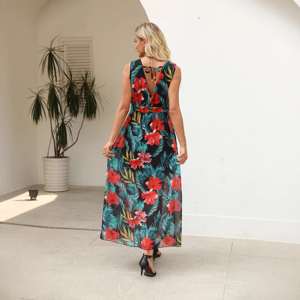 Femmes Fleurs Long Maxi Robe Chic und Stil