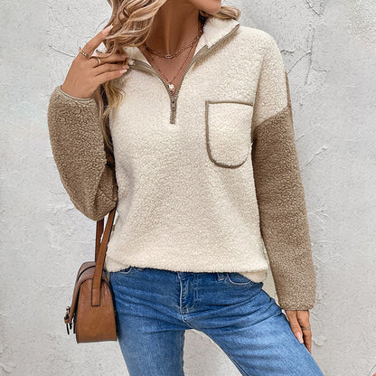 Pull en polaire pour femmes avec demi-fermeture éclair et poches Chic und Stil