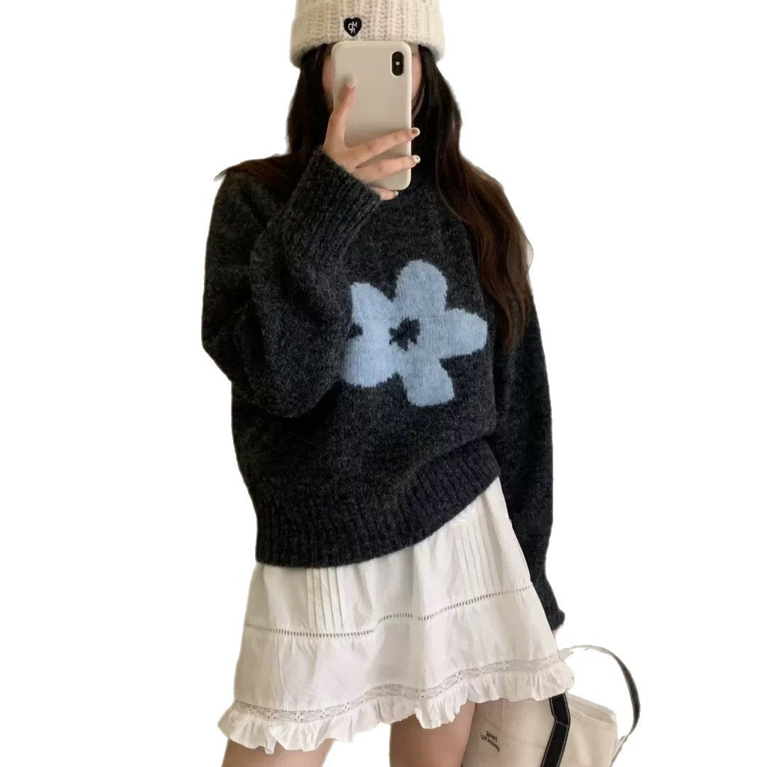 Pull femme avec design floral et matériau à poils longs Chic und Stil