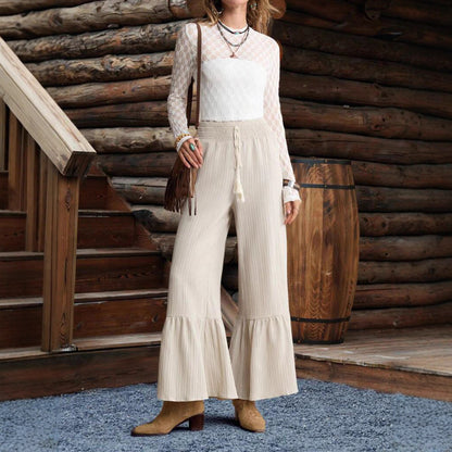 Casual Palazzo Pants for Women with Elastic Waist and Trendy Ties Chic and Style