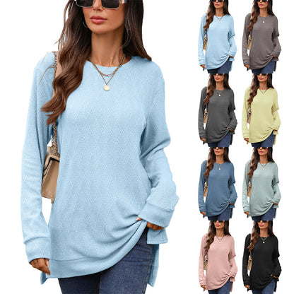 Chemise à manches longues pour femmes avec motif texturé et fentes latérales Chic und Stil