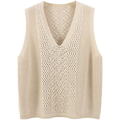 Gilet Tricot Texturé à Col V Femme Chic und Stil