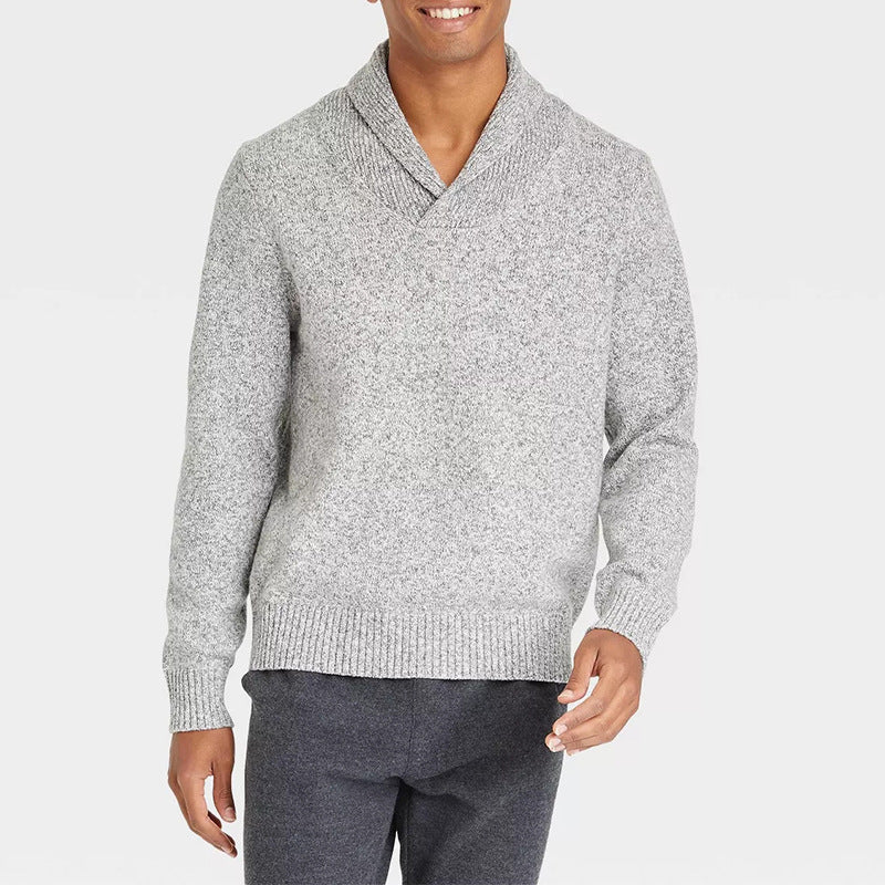 Pull homme avec col châle et design en rib délicat Chic und Stil