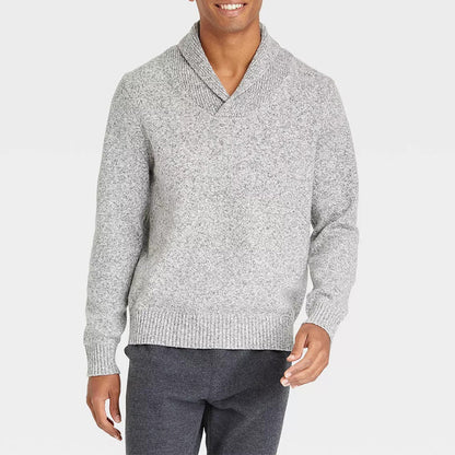 Pull homme avec col châle et design en rib délicat Chic und Stil