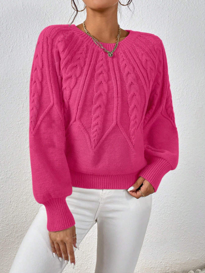 Pull en tricot pour femmes avec motif en torsades et manches larges Chic und Stil