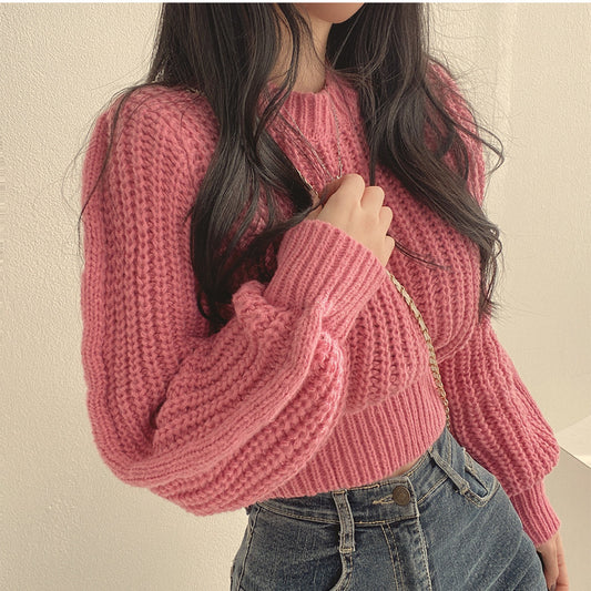 Pull femme en tricot épais avec des manches volumineuses et une texture structurée Chic und Stil