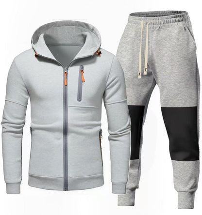 Men's Chic and Stylish Hoodie and Jogging Pants Set with Functional Zip Pockets