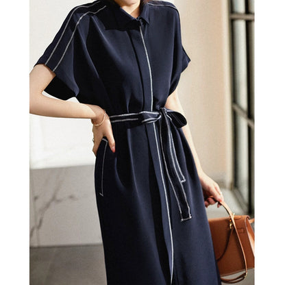 Robe chemise ceinturée pour femmes avec poches Chic und Stil