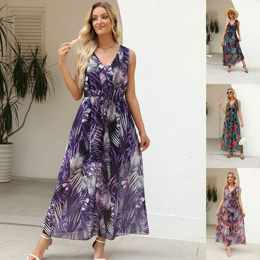 Femmes Fleurs Long Maxi Robe Chic und Stil