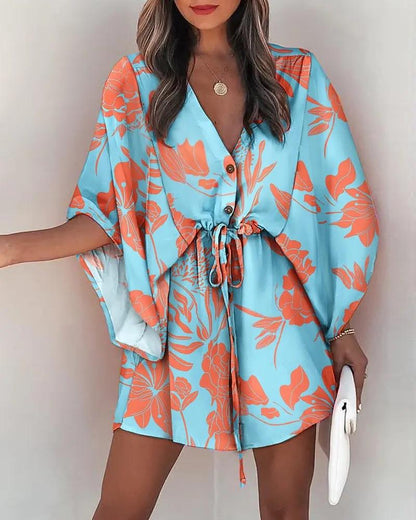 Robe chemise femme avec design floral et décolleté en V Chic und Stil