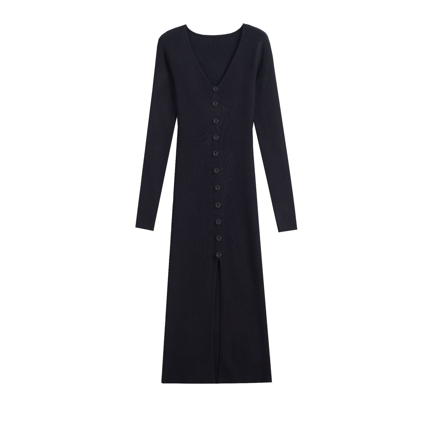 Robe en tricot pour femmes avec une texture ribbed finement structurée et des détails de boutons élégants Chic und Stil