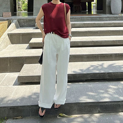 Chic and Style elegant sleeveless knit top set for women and wide leg pants