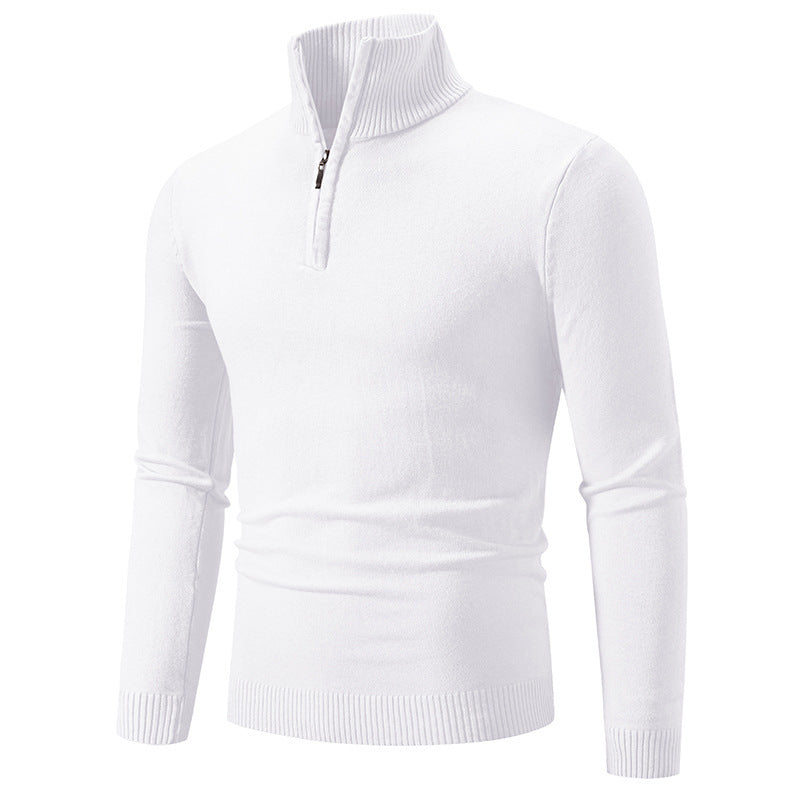 Pull en col roulé pour hommes avec zip court et texture fine Chic und Stil