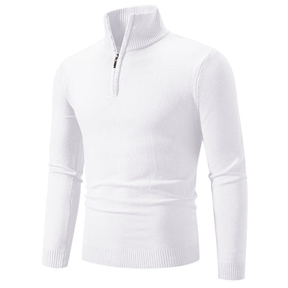 Pull en col roulé pour hommes avec zip court et texture fine Chic und Stil