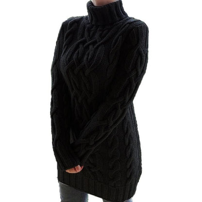 Pull en gros tricot pour femmes avec col montant et motif en cable Chic und Stil